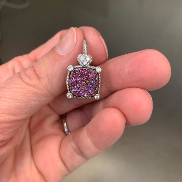 Judith Ripka large SS druzy earrings - Picture 8 of 8